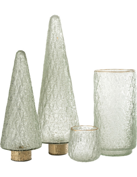 Sapin de Noël 40 cm en Verre Transparent Doré - 3