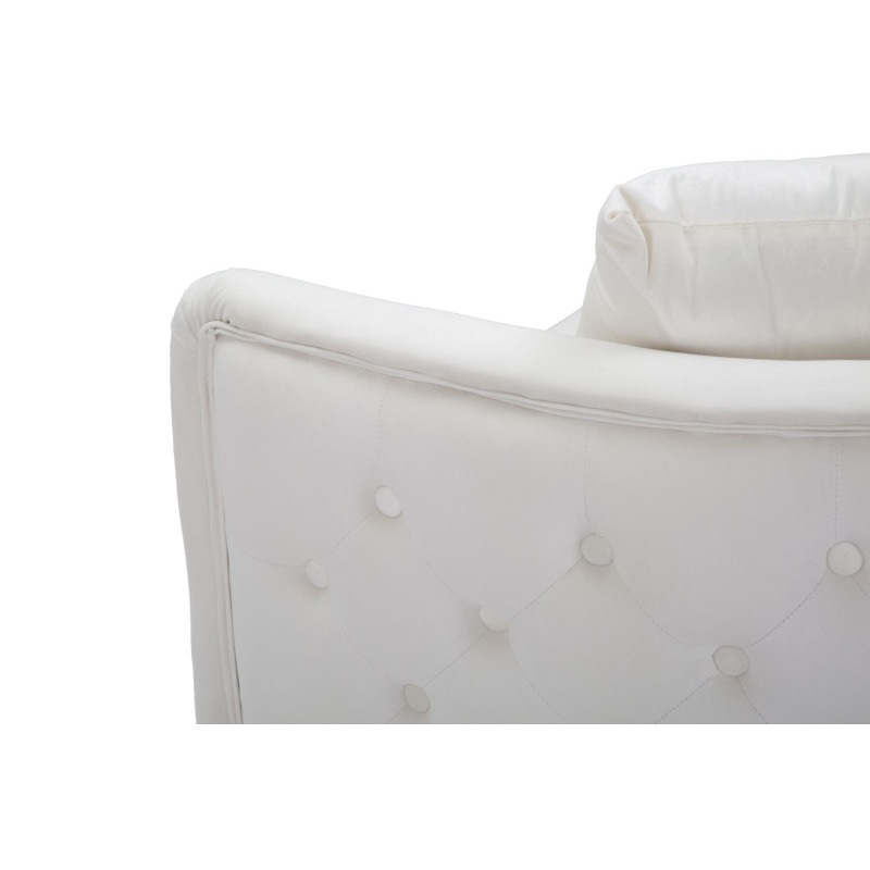 Canapé moderne Droit 2 places en Velours Blanc crème Capitonné Métal Doré Bois Bucarest 