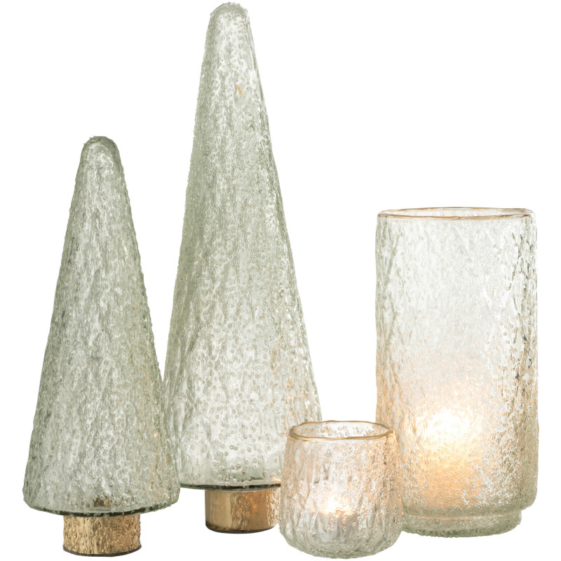 Sapin de Noël 40 cm en Verre Transparent Doré - 4