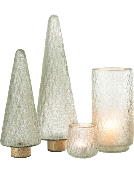 Sapin de Noël 40 cm en Verre Transparent Doré - 4