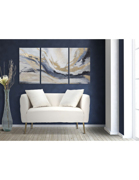 Canapé moderne Droit 2 places en Velours Blanc crème Capitonné Métal Doré Bois Bucarest 