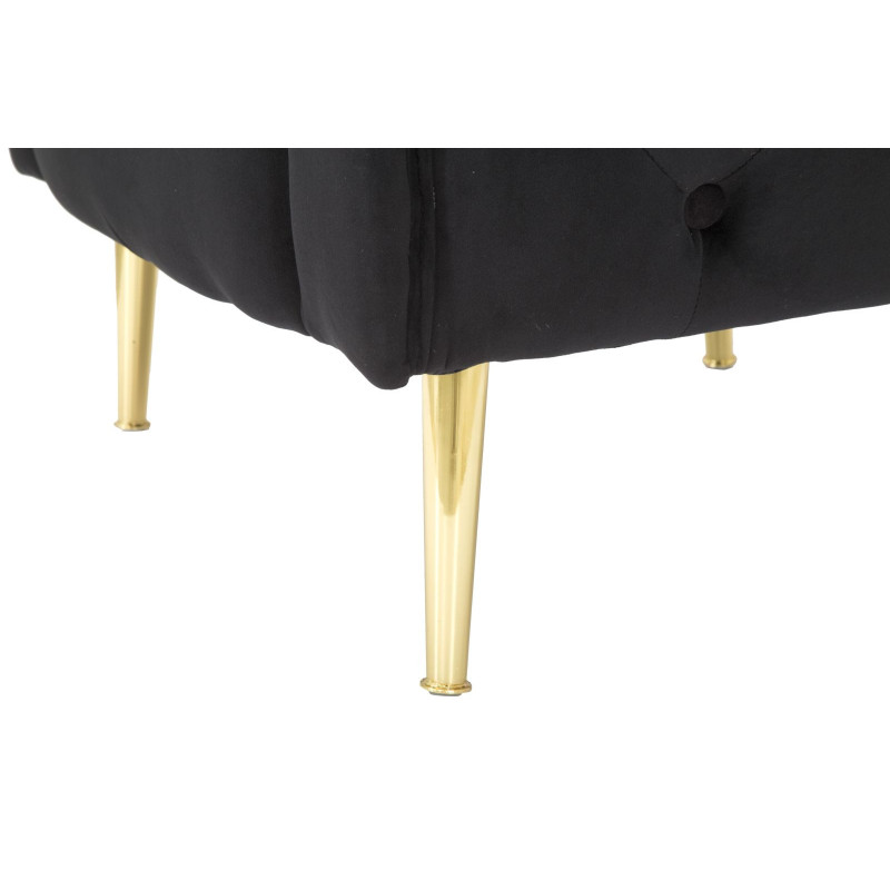 Fauteuil moderne en Velours Noir Capitonné Métal Doré Bois Bucarest 