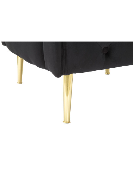 Fauteuil moderne en Velours Noir Capitonné Métal Doré Bois Bucarest 