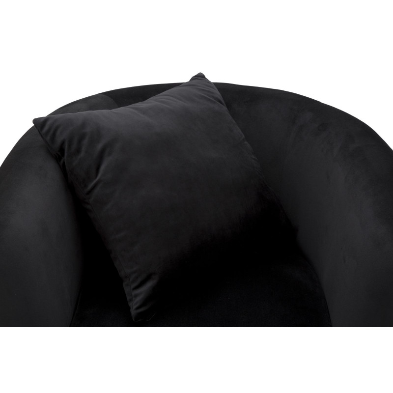 Fauteuil moderne en Velours Noir Capitonné Métal Doré Bois Bucarest 
