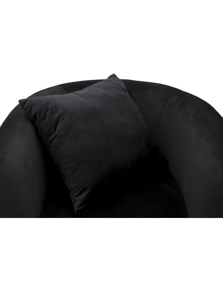 Fauteuil moderne en Velours Noir Capitonné Métal Doré Bois Bucarest 