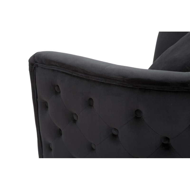 Fauteuil moderne en Velours Noir Capitonné Métal Doré Bois Bucarest 