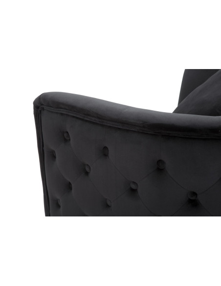 Fauteuil moderne en Velours Noir Capitonné Métal Doré Bois Bucarest 