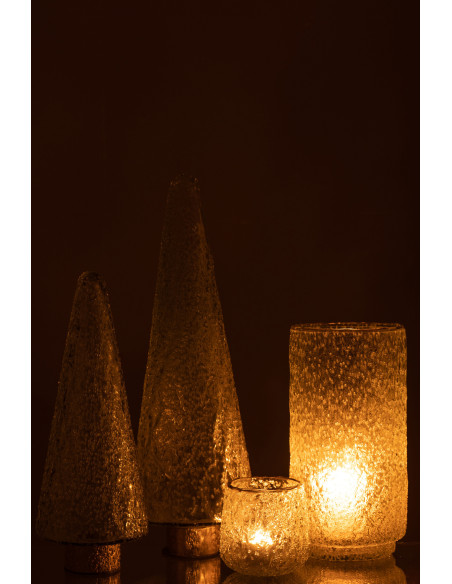 Sapin de Noël 40 cm en Verre Transparent Doré - 5