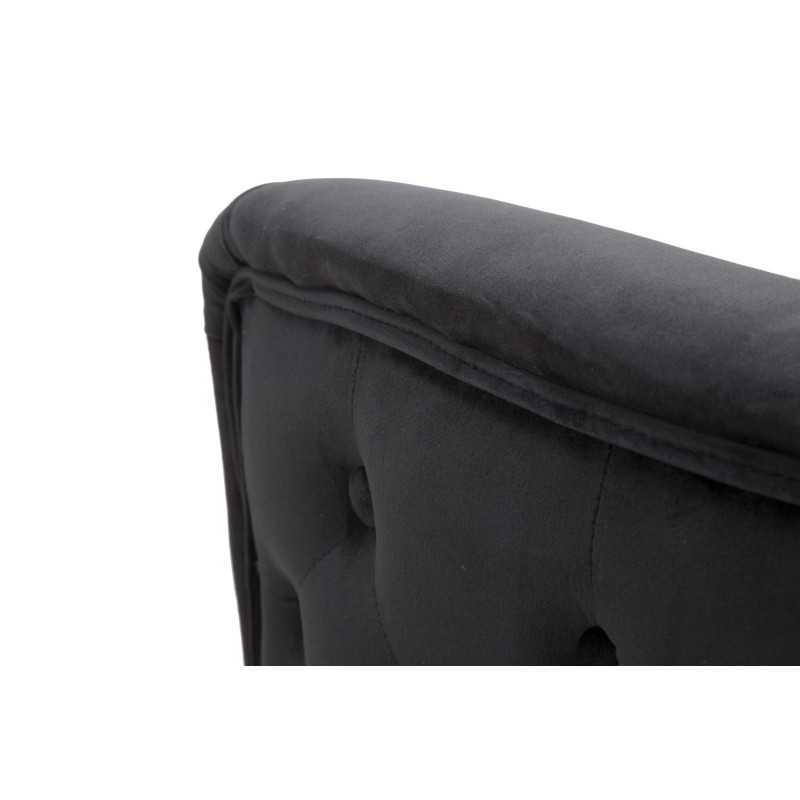 Fauteuil moderne en Velours Noir Capitonné Métal Doré Bois Bucarest 