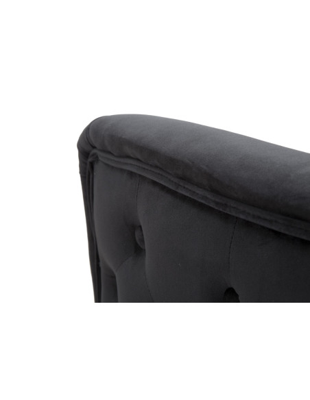 Fauteuil moderne en Velours Noir Capitonné Métal Doré Bois Bucarest 