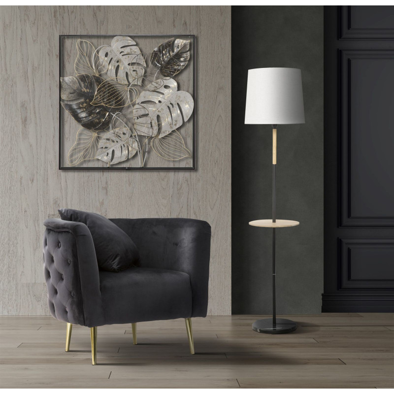 Fauteuil moderne en Velours Noir Capitonné Métal Doré Bois Bucarest 