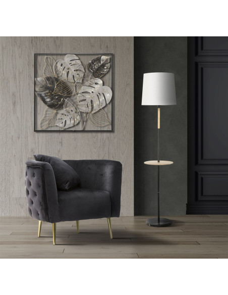 Fauteuil moderne en Velours Noir Capitonné Métal Doré Bois Bucarest 