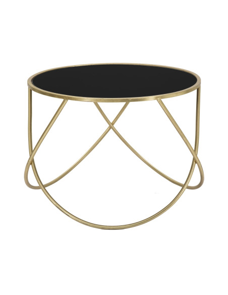 Table basse design originale Ronde en Métal Doré Verre Ring 