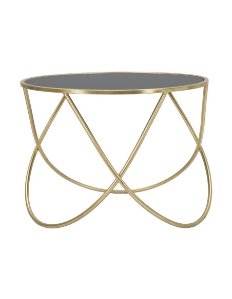 Table basse design originale Ronde en Métal Doré Verre Ring 