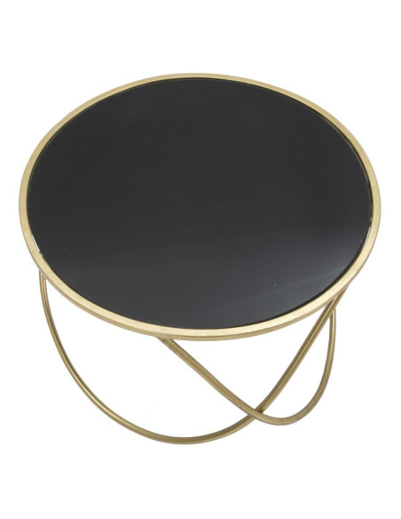 Table basse design originale Ronde en Métal Doré Verre Ring 