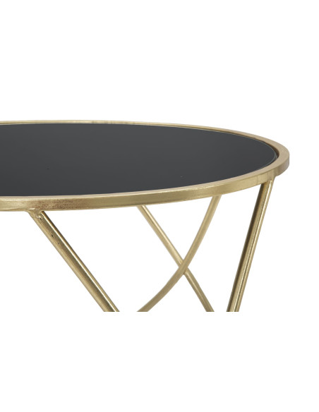 Table basse design originale Ronde en Métal Doré Verre Ring 