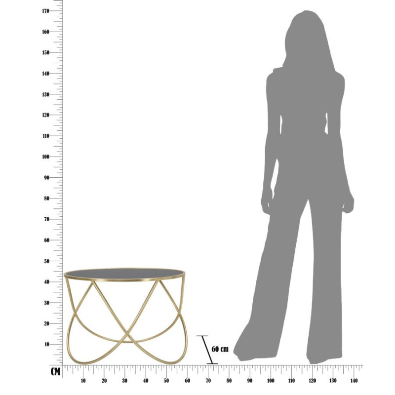 Table basse design originale Ronde en Métal Doré Verre Ring 