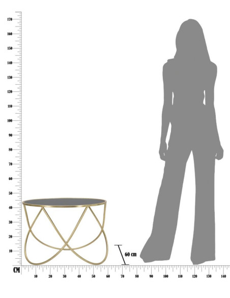 Table basse design originale Ronde en Métal Doré Verre Ring 