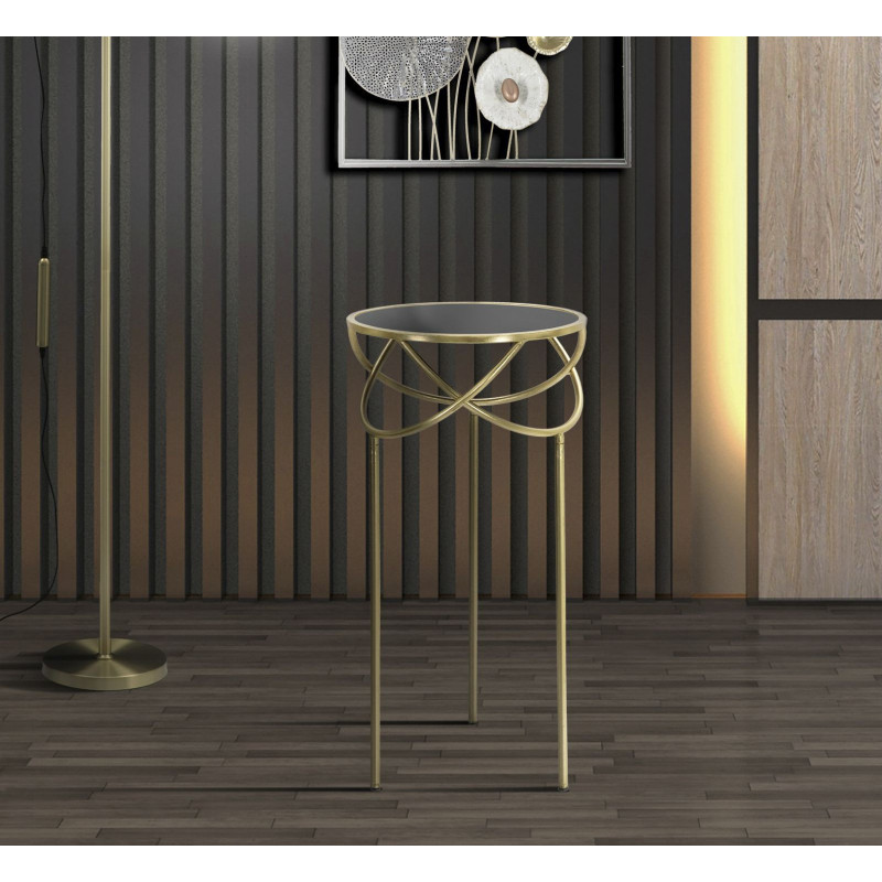 Sellette haute moderne Ronde en Métal Doré Verre Ring 