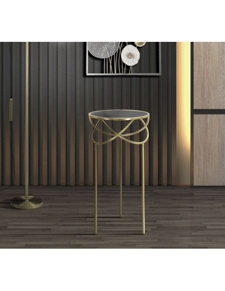 Sellette haute moderne Ronde en Métal Doré Verre Ring 