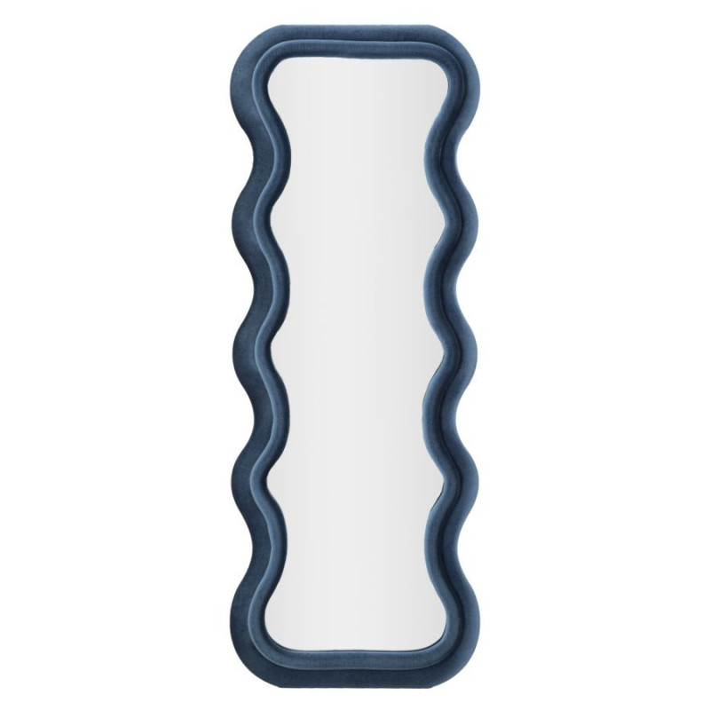 Miroir mural original Irrégulier 60x160 en Velours Bleu Bois Emily 