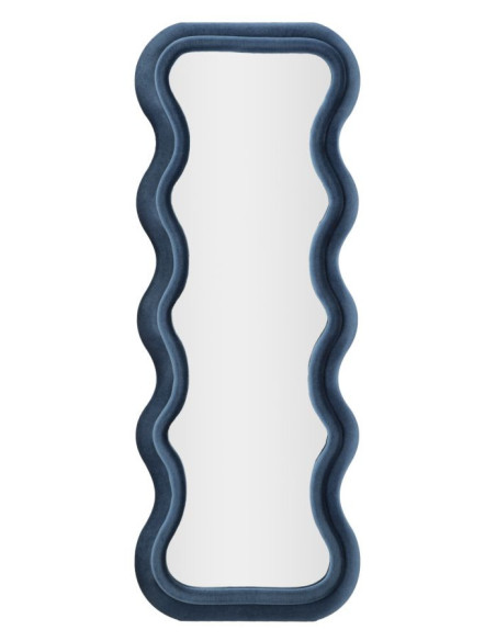 Miroir mural original Irrégulier 60x160 en Velours Bleu Bois Emily 
