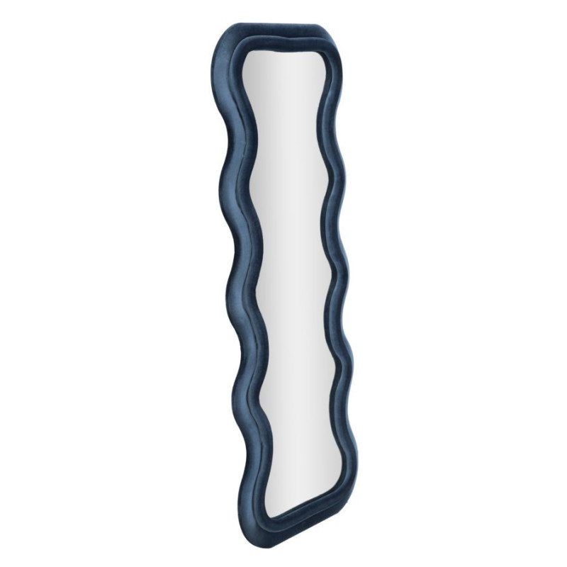 Miroir mural original Irrégulier 60x160 en Velours Bleu Bois Emily 
