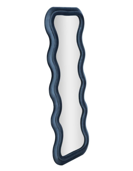 Miroir mural original Irrégulier 60x160 en Velours Bleu Bois Emily 