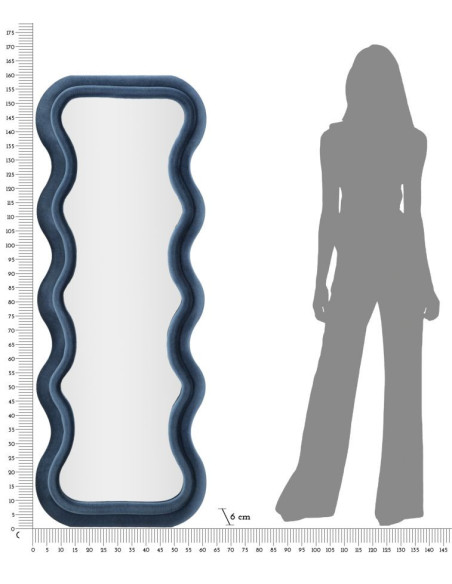 Miroir mural original Irrégulier 60x160 en Velours Bleu Bois Emily 