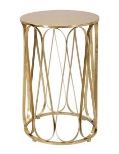 Table d'appoint moderne Ronde en Métal Doré Venice 