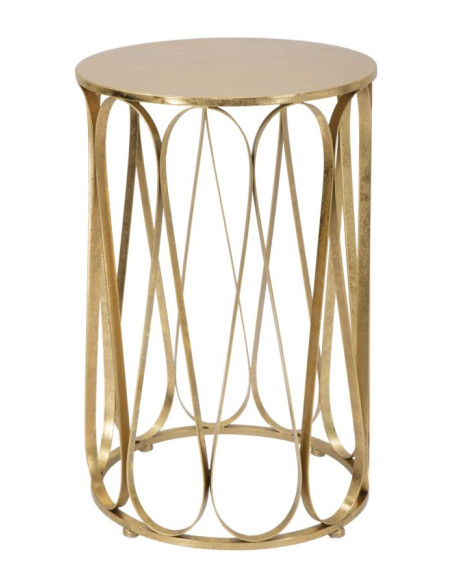 Table d'appoint moderne Ronde en Métal Doré Venice 