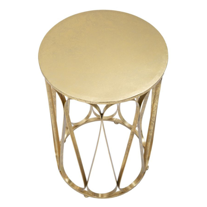 Table d'appoint moderne Ronde en Métal Doré Venice 