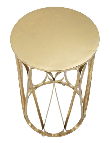 Table d'appoint moderne Ronde en Métal Doré Venice 
