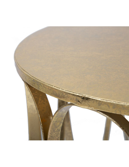 Table d'appoint moderne Ronde en Métal Doré Venice 