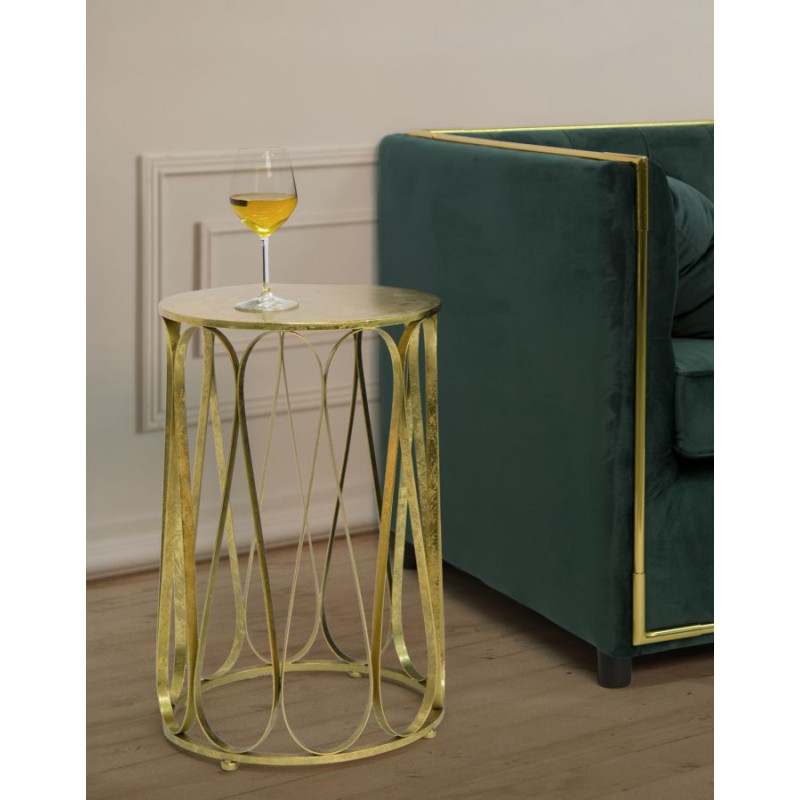 Table d'appoint moderne Ronde en Métal Doré Venice 