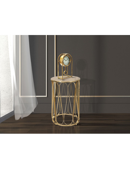 Table d'appoint moderne Ronde en Métal Doré Venice 