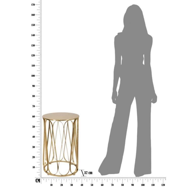 Table d'appoint moderne Ronde en Métal Doré Venice 