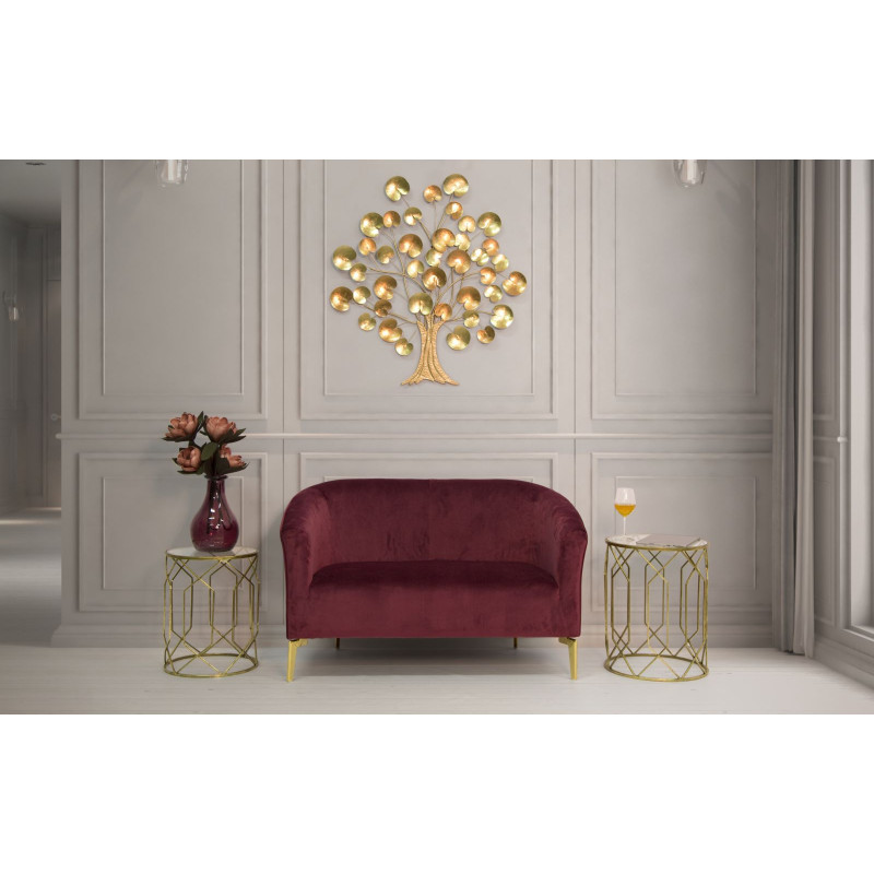 Table d'appoint moderne Ronde en Métal Doré Verre Tunisi (Lot de 2) 