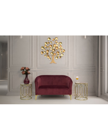 Table d'appoint moderne Ronde en Métal Doré Verre Tunisi (Lot de 2) 