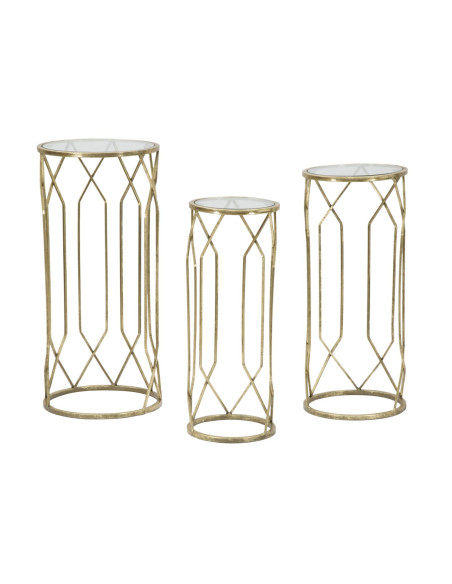 Sellette haute moderne Ronde en Métal Doré Verre Tunisi (Lot de 3) 