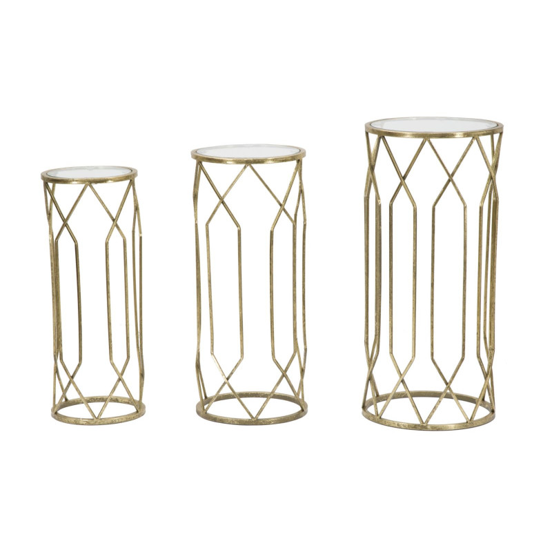 Sellette haute moderne Ronde en Métal Doré Verre Tunisi (Lot de 3) 