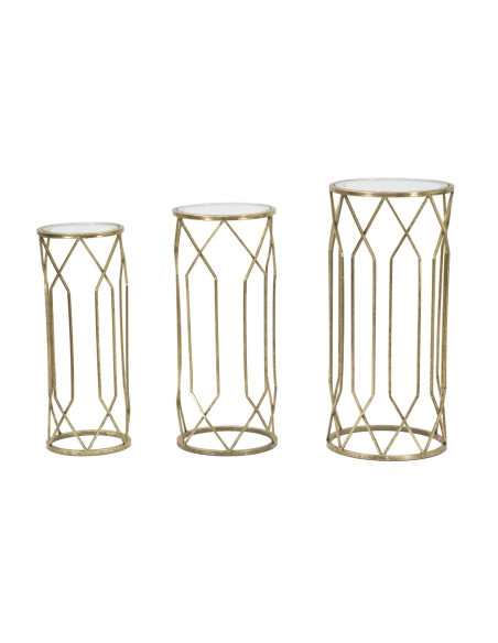 Sellette haute moderne Ronde en Métal Doré Verre Tunisi (Lot de 3) 
