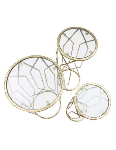 Sellette haute moderne Ronde en Métal Doré Verre Tunisi (Lot de 3) 