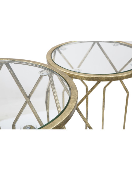 Sellette haute moderne Ronde en Métal Doré Verre Tunisi (Lot de 3) 