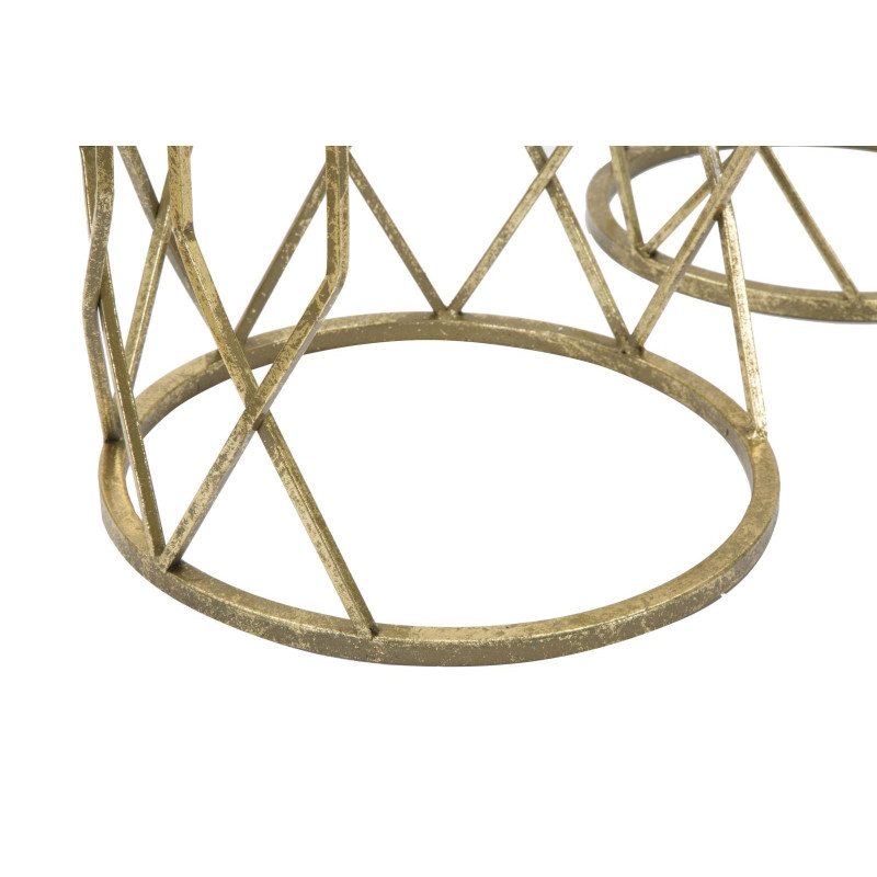 Sellette haute moderne Ronde en Métal Doré Verre Tunisi (Lot de 3) 