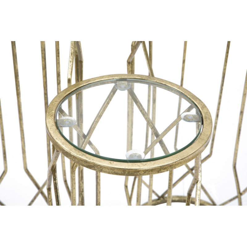 Sellette haute moderne Ronde en Métal Doré Verre Tunisi (Lot de 3) 