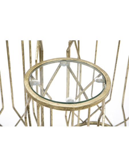 Sellette haute moderne Ronde en Métal Doré Verre Tunisi (Lot de 3) 