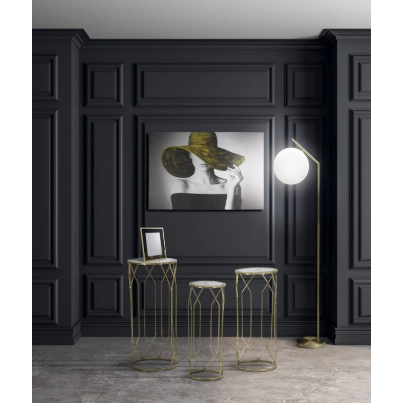 Sellette haute moderne Ronde en Métal Doré Verre Tunisi (Lot de 3) 