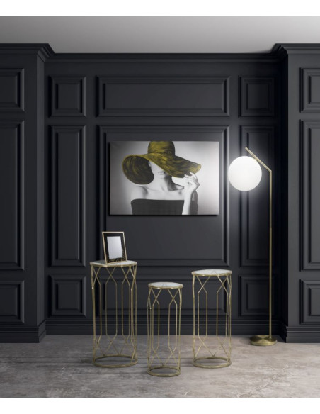 Sellette haute moderne Ronde en Métal Doré Verre Tunisi (Lot de 3) 