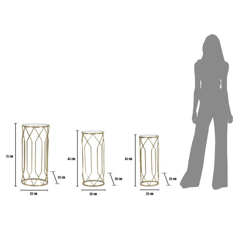 Sellette haute moderne Ronde en Métal Doré Verre Tunisi (Lot de 3) 